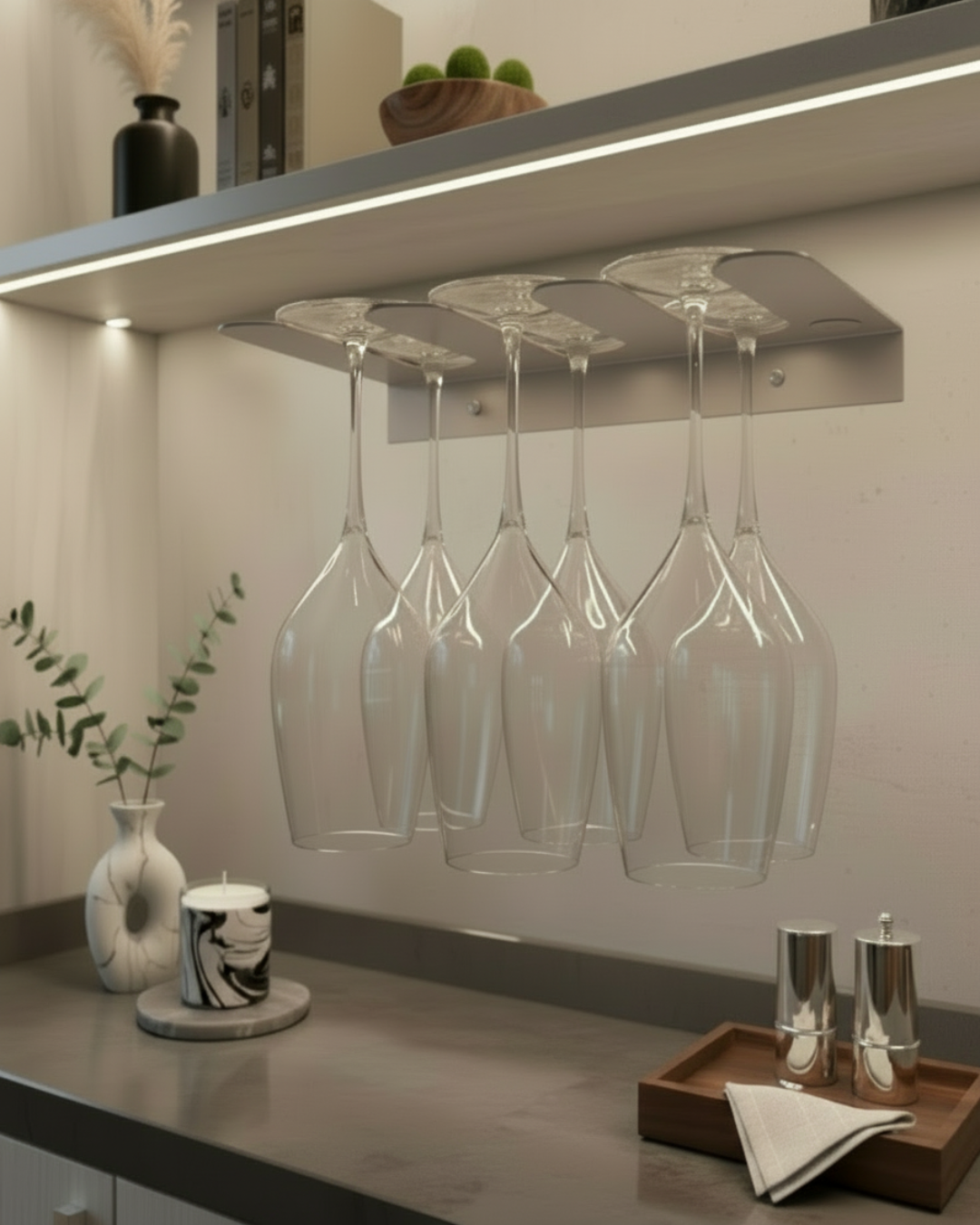 Galvaniz Kaplamalı Açık Gri Metal Bardak Tutacağı – Kadeh & Bardak Askılığı