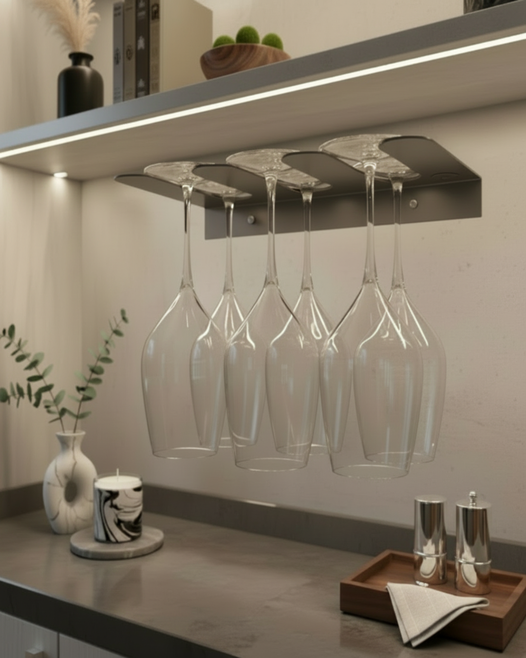 Galvaniz Kaplamalı Koyu Gri Metal Bardak Tutacağı – Kadeh & Bardak Askılığı