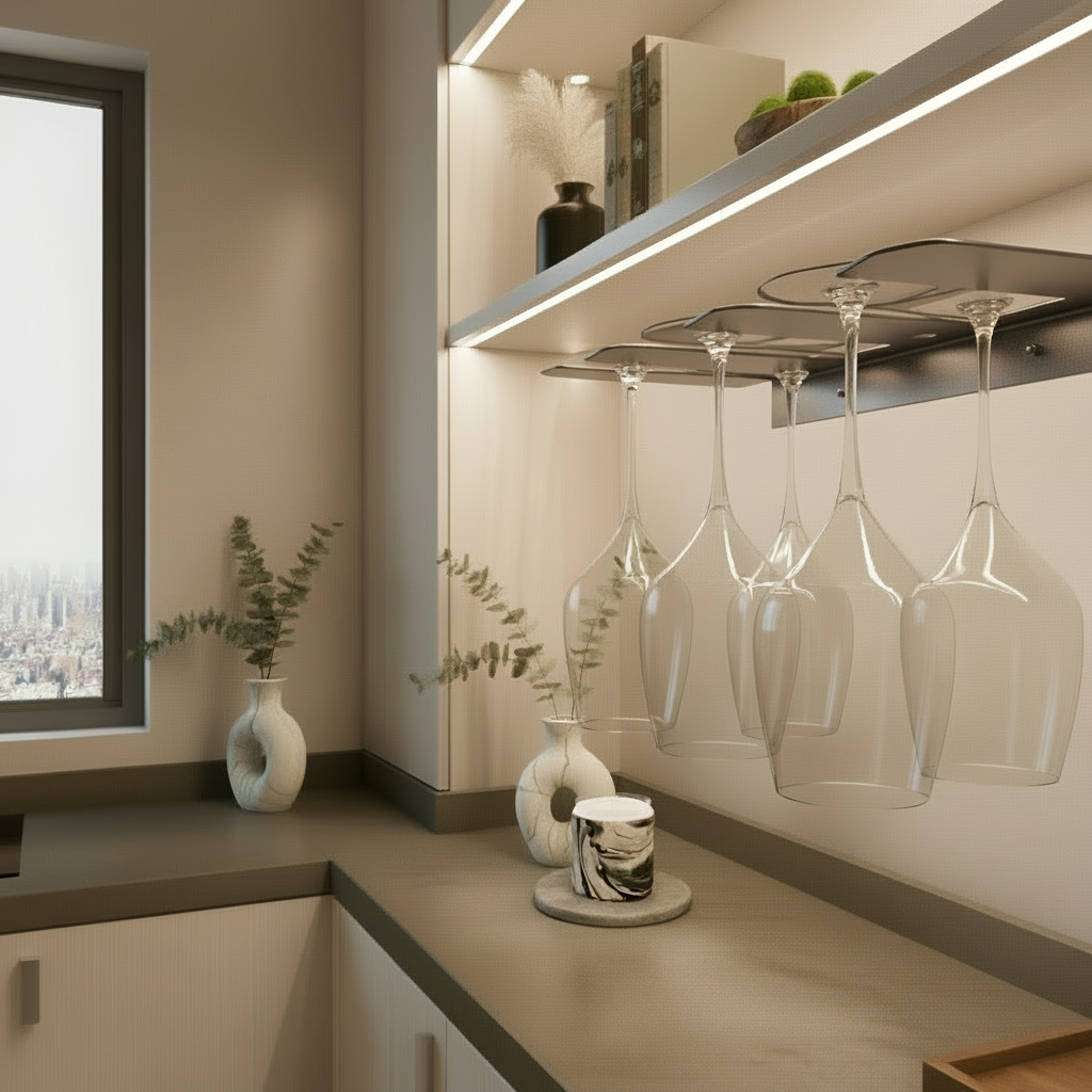 Galvaniz Kaplamalı Açık Gri Metal Bardak Tutacağı – Kadeh & Bardak Askılığı