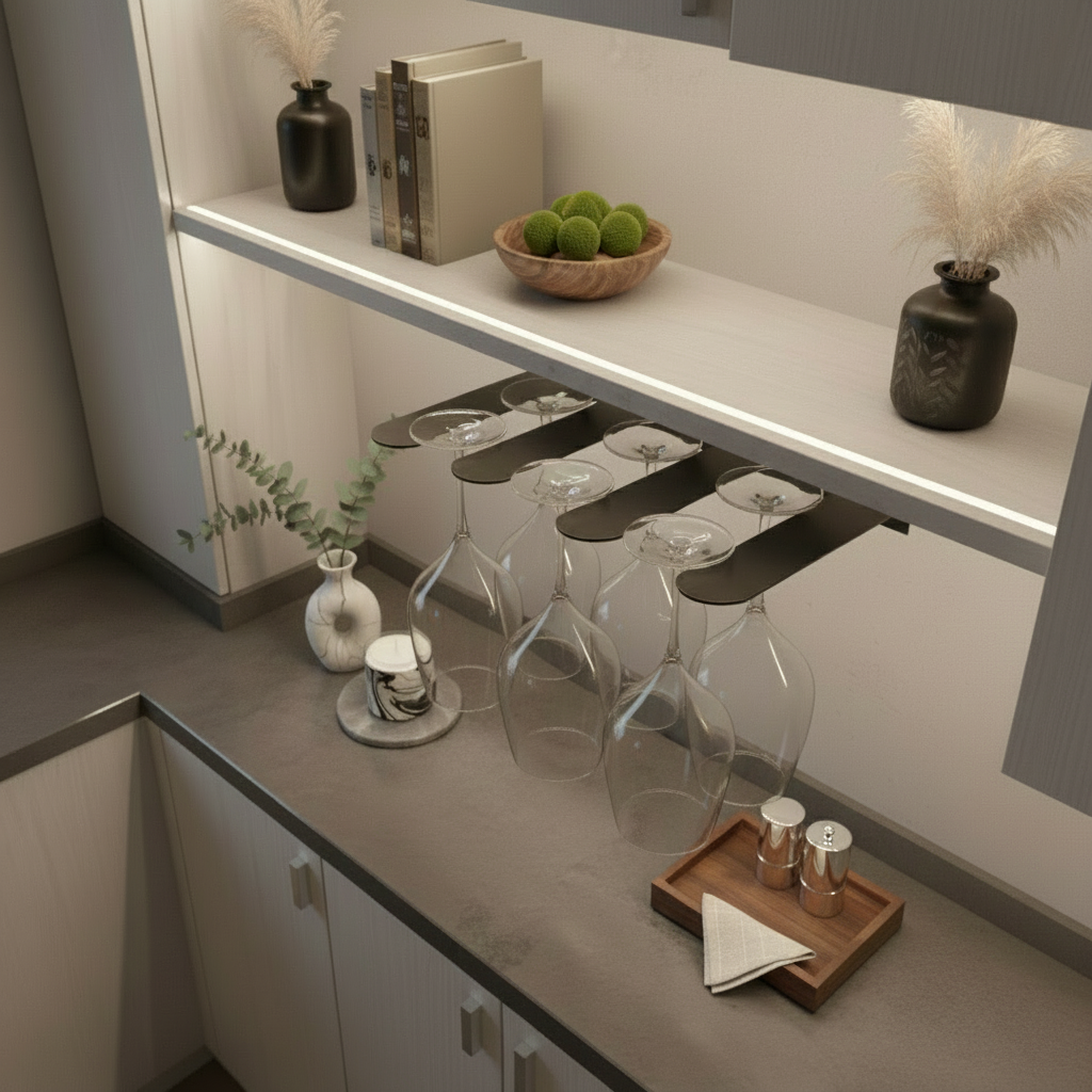 Galvaniz Kaplamalı Açık Gri Metal Bardak Tutacağı – Kadeh & Bardak Askılığı