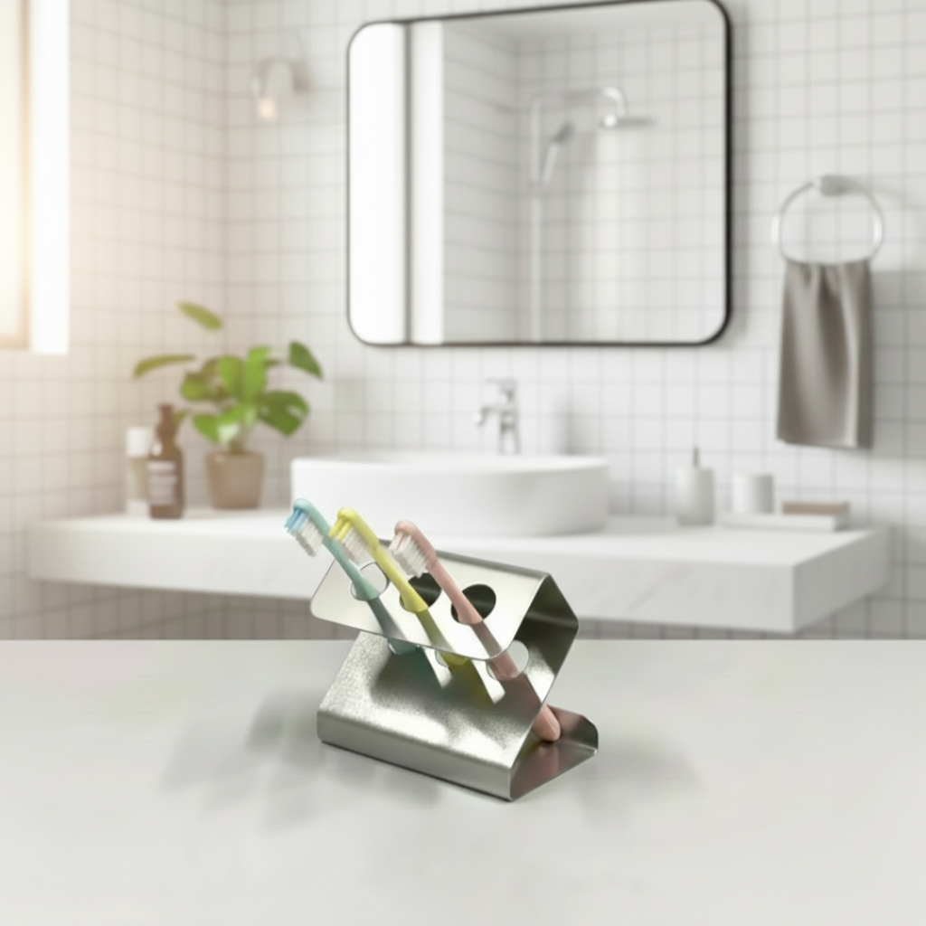 Paslanmaz Çelik Diş Fırçalık – Modern & Şık Banyo Düzeni