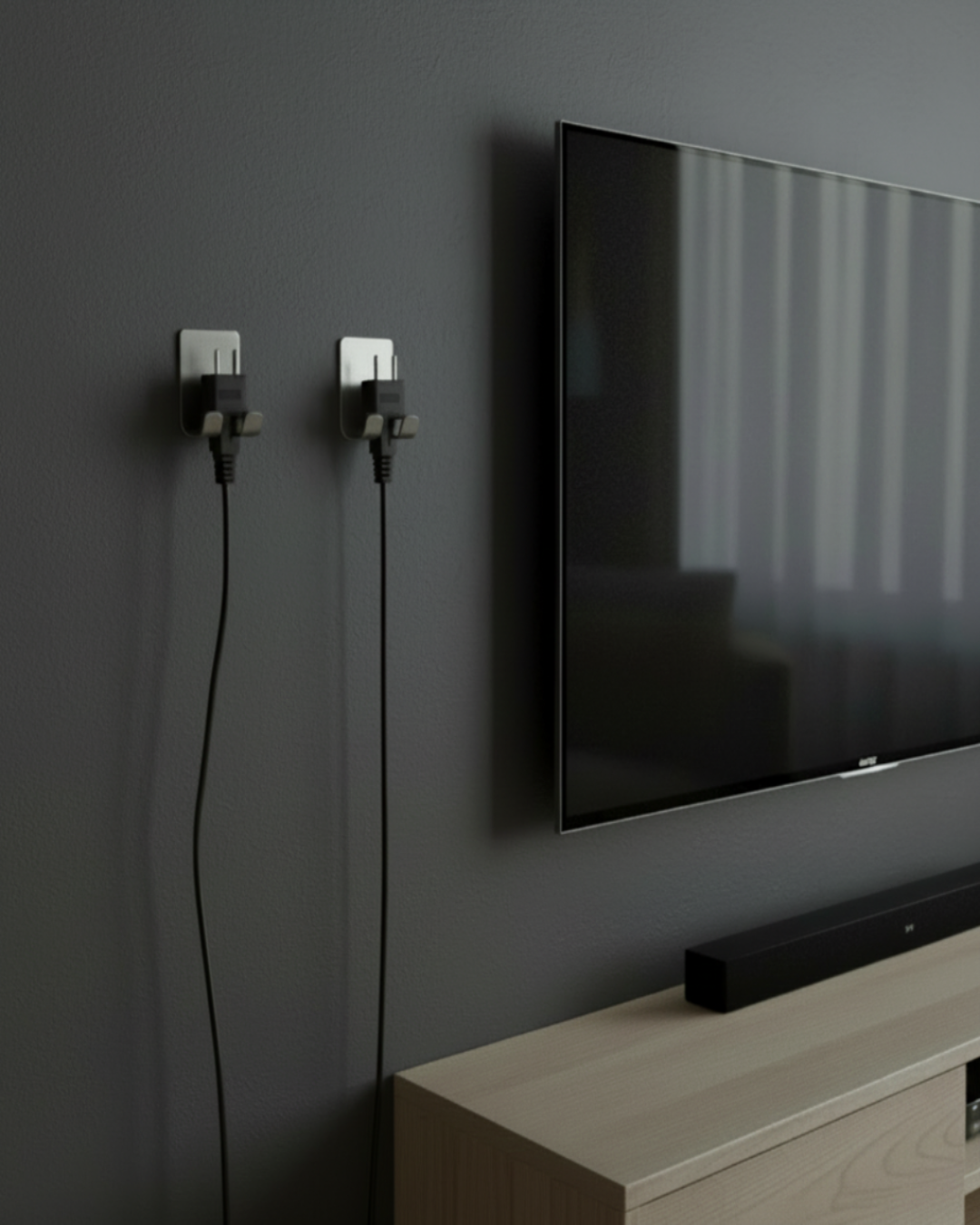 2'li Yapışkanlı Paslanmaz Çelik Fiş Tutucu - Kablo Düzenleyici