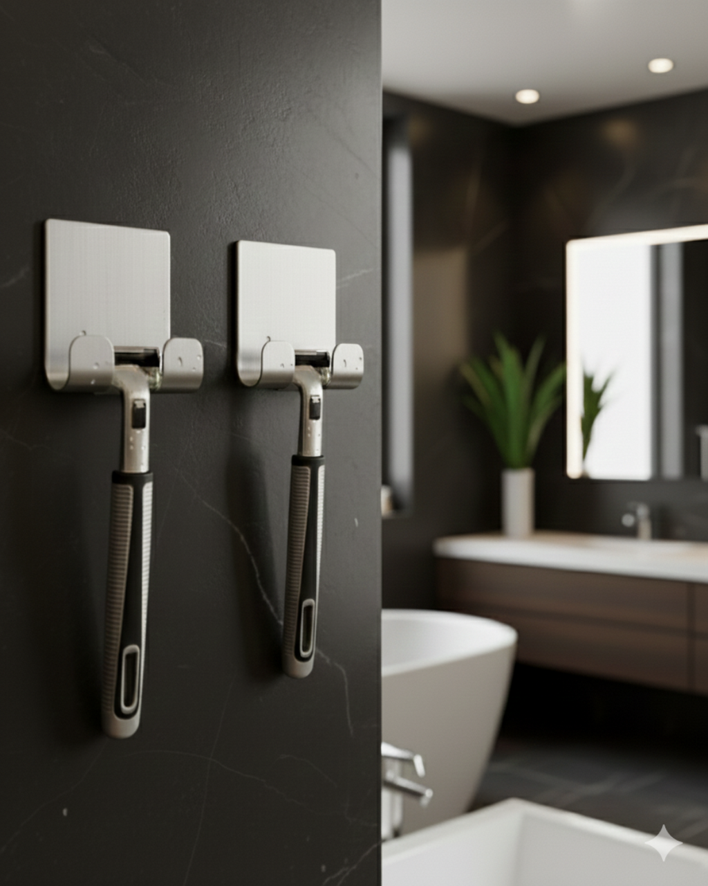 2-Pack Stainless Steel Razor Holder – Adhesive