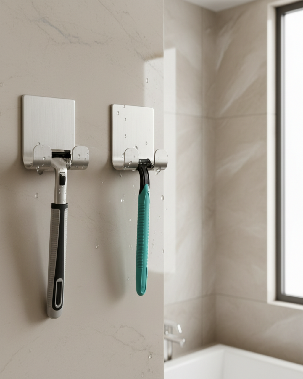 2-Pack Stainless Steel Razor Holder – Adhesive