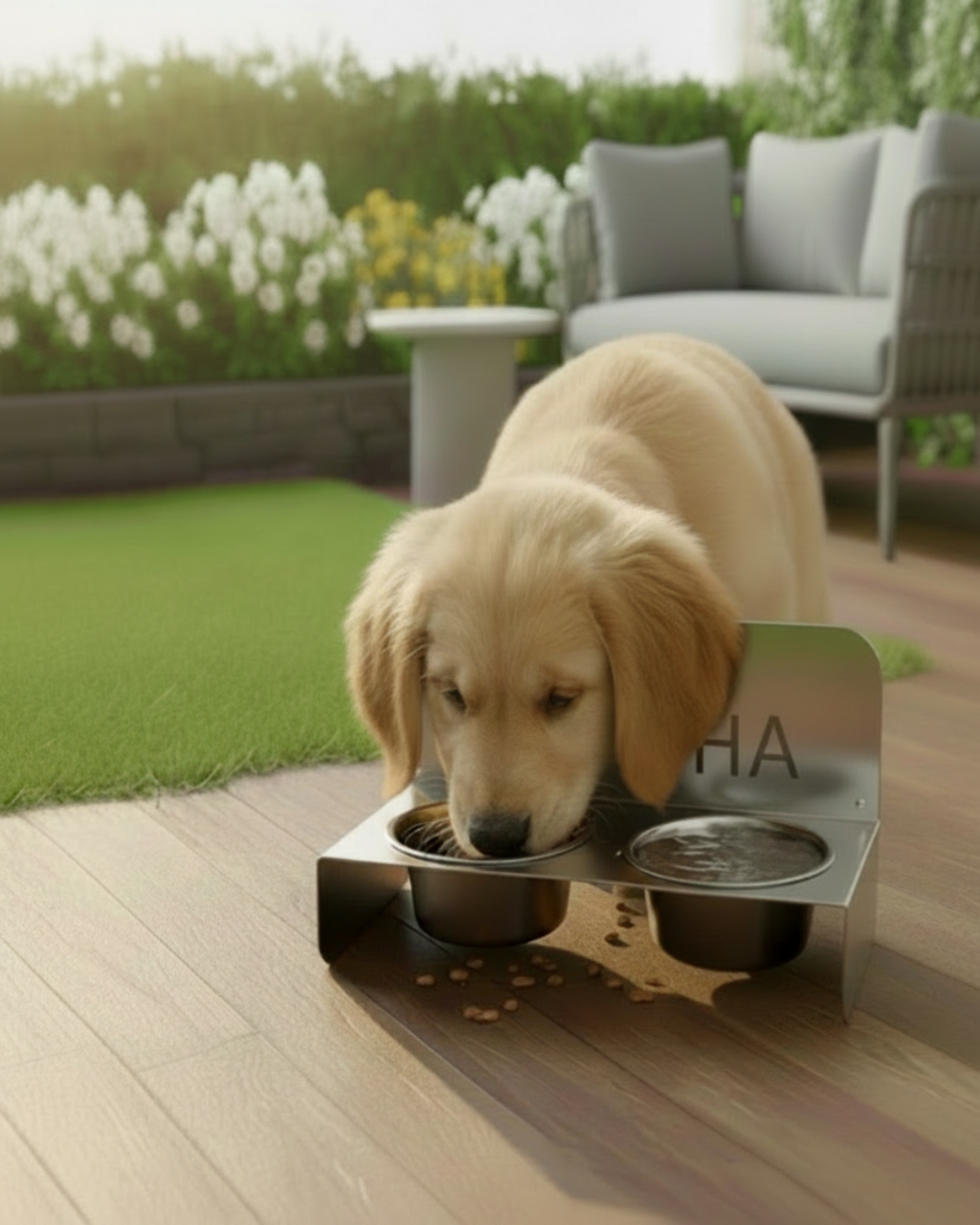 Kişiselleştirilebilir İsimli Paslanmaz Çelik Çift Hazneli Köpek & Kedi Mama ve Su Kabı Standı