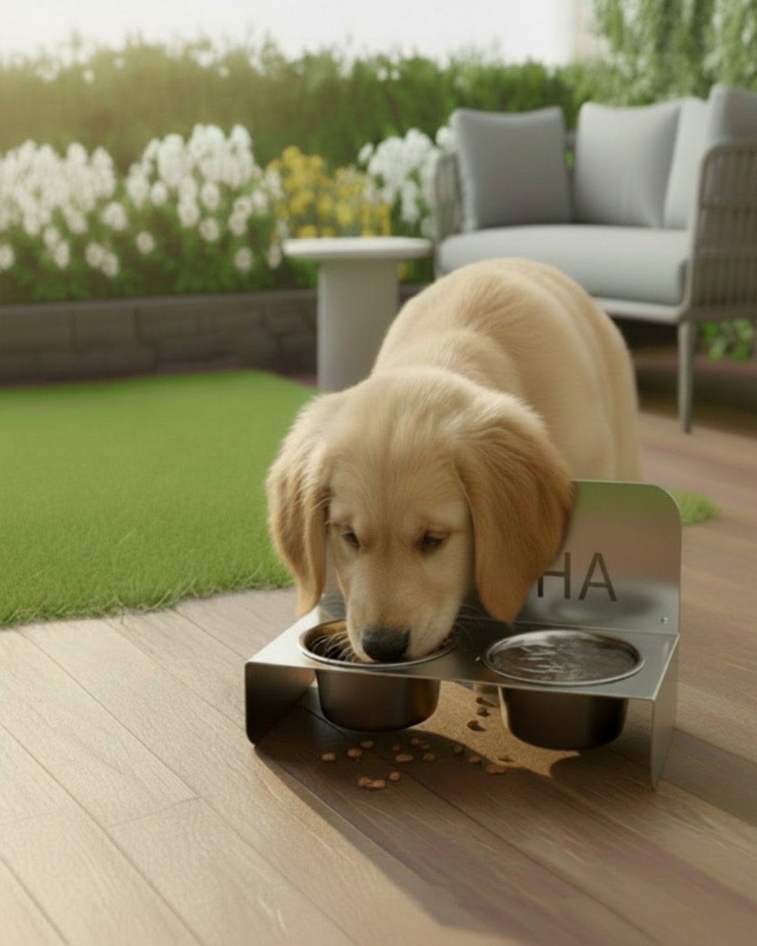 Kişiselleştirilebilir İsimli Paslanmaz Çelik Çift Hazneli Köpek & Kedi Mama ve Su Kabı Standı