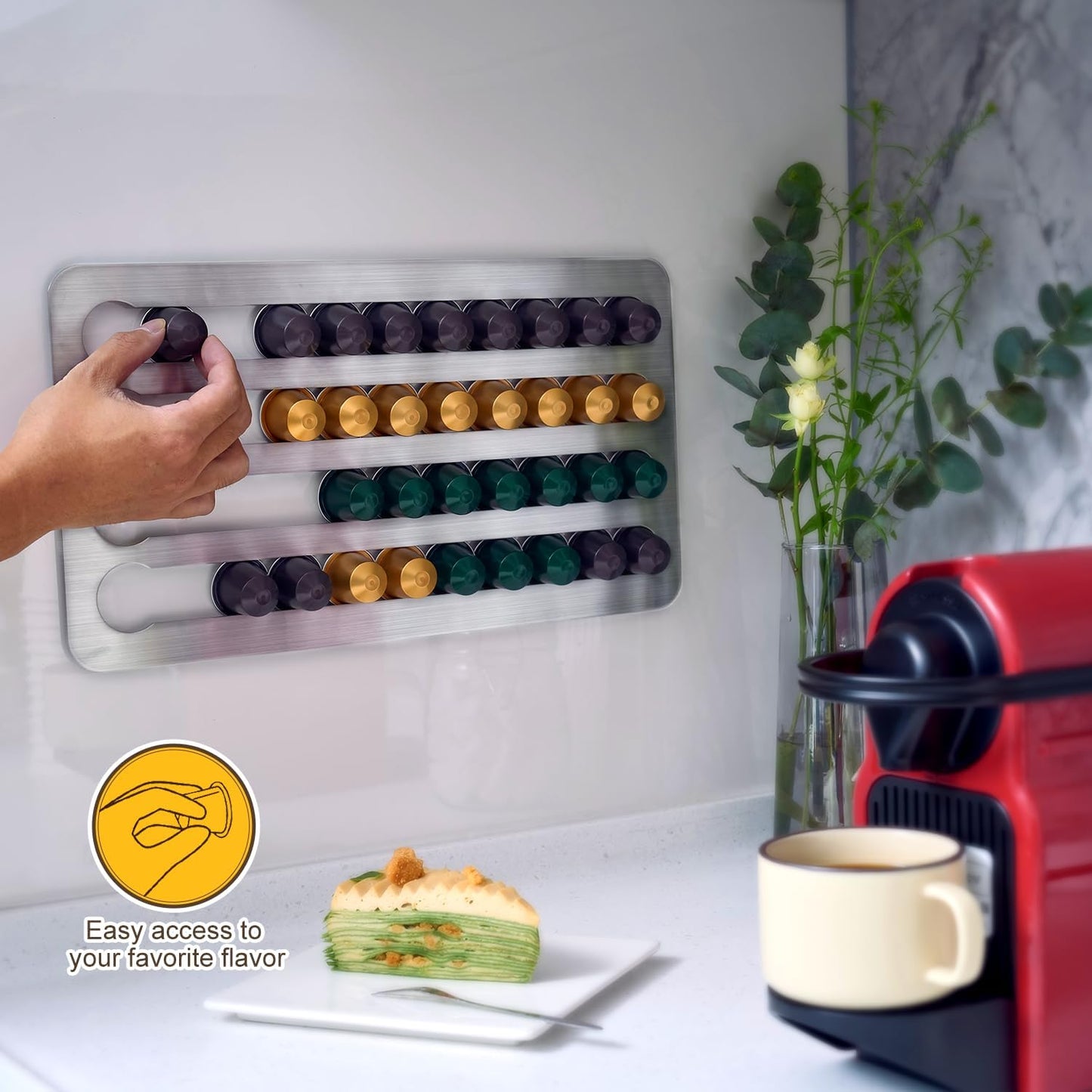 Paslanmaz Çelik Yapışkan Nespresso Kapsül Tutucu