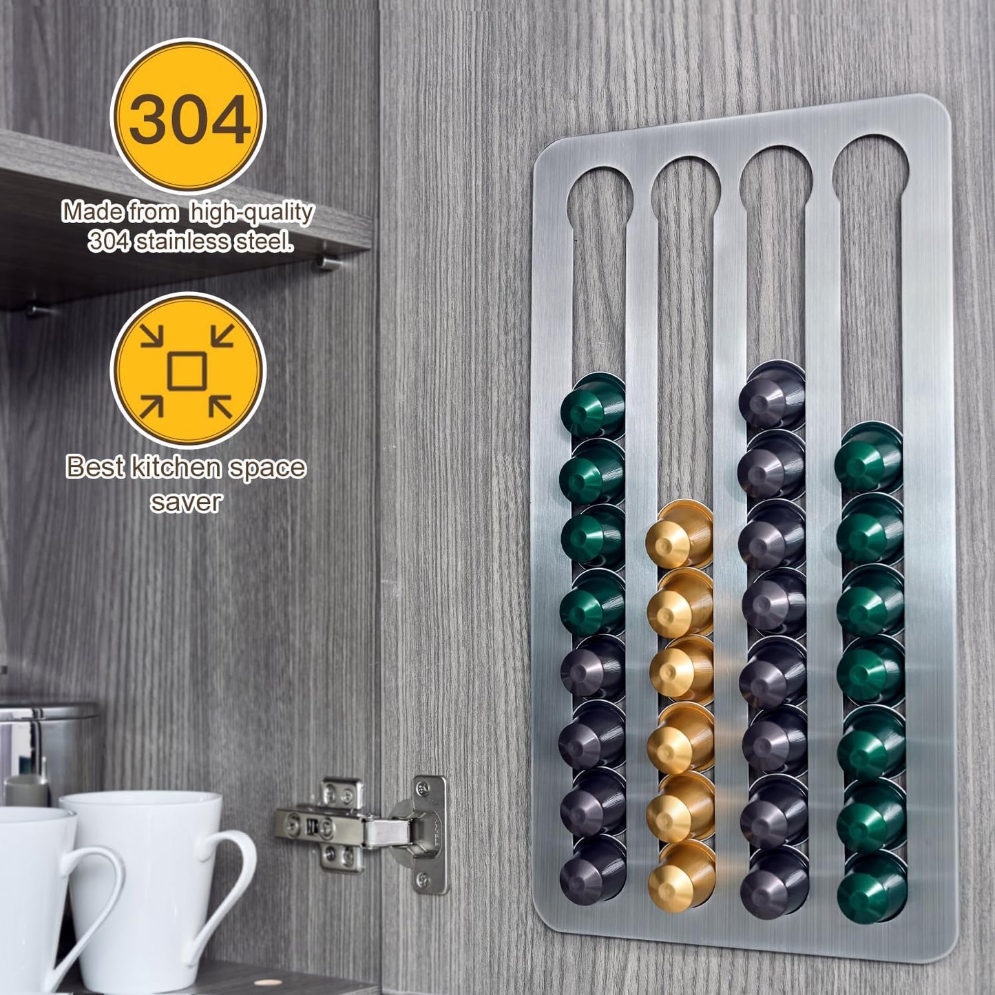 Paslanmaz Çelik Yapışkan Nespresso Kapsül Tutucu