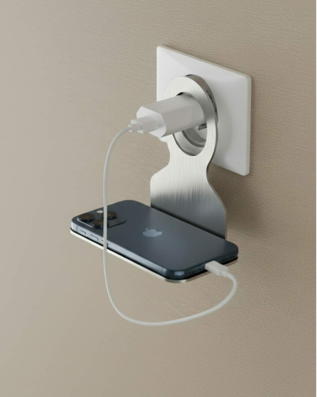 Stainless Steel Practical Phone Holder – Wall Outlet Charging Stand