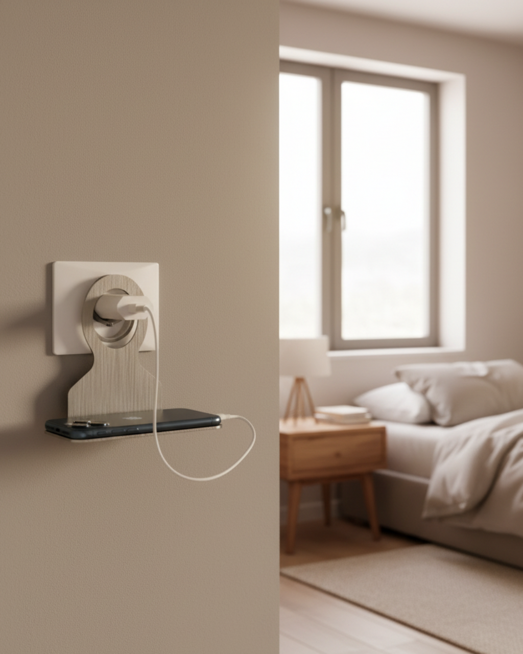 Stainless Steel Practical Phone Holder – Wall Outlet Charging Stand