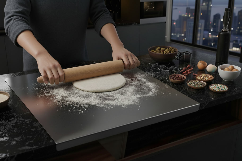 Premium Paslanmaz Çelik Mutfak Hazırlık Tablası – Çok Amaçlı Kullanım (50 x 60 cm)